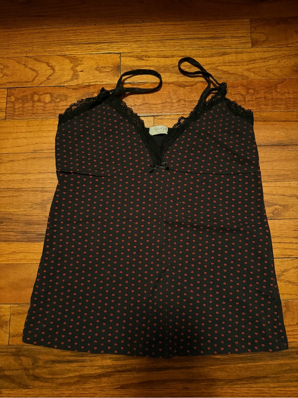 Brandy Melville Black Cami Tank with Red Heart Print